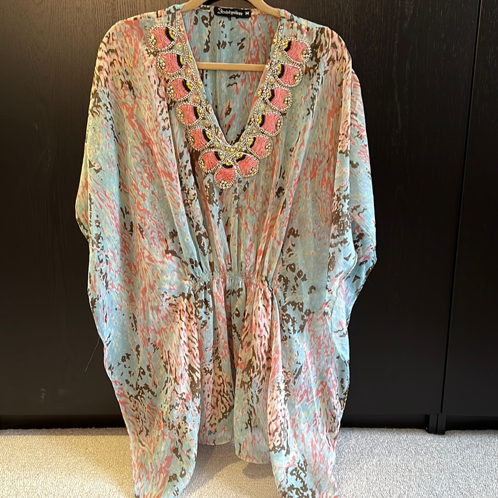 Women’s Beaded Goddess Multi Colored Cover-up Size Medium. Approximately 33”